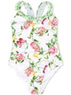 Monnalisa Floral Swimsuit, Girl's, Size: 9 Yrs, White