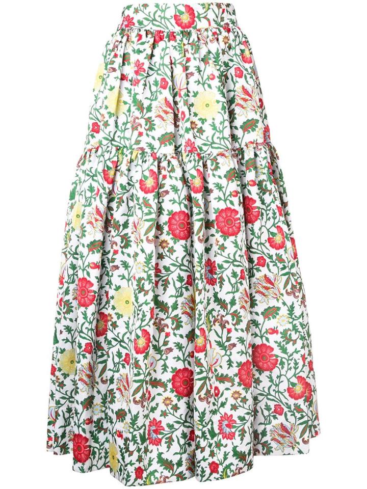 La Doublej Tiered Floral Skirt - White