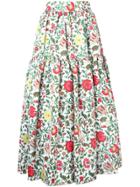 La Doublej Tiered Floral Skirt - White