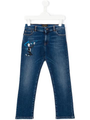 Dolce & Gabbana Kids Jazz Embroidered Jeans, Boy's, Size: 10 Yrs, Blue