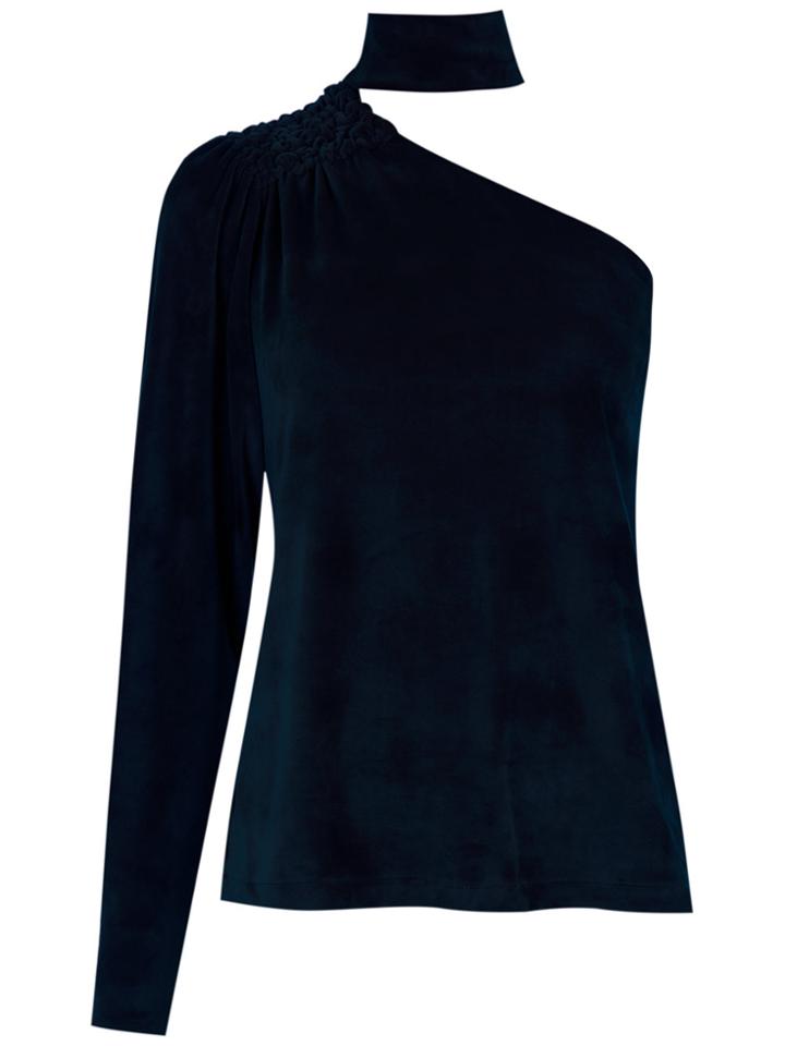 Lilly Sarti One Shoulder High Neck Blouse - Blue