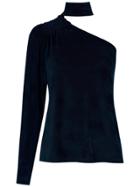 Lilly Sarti One Shoulder High Neck Blouse - Blue