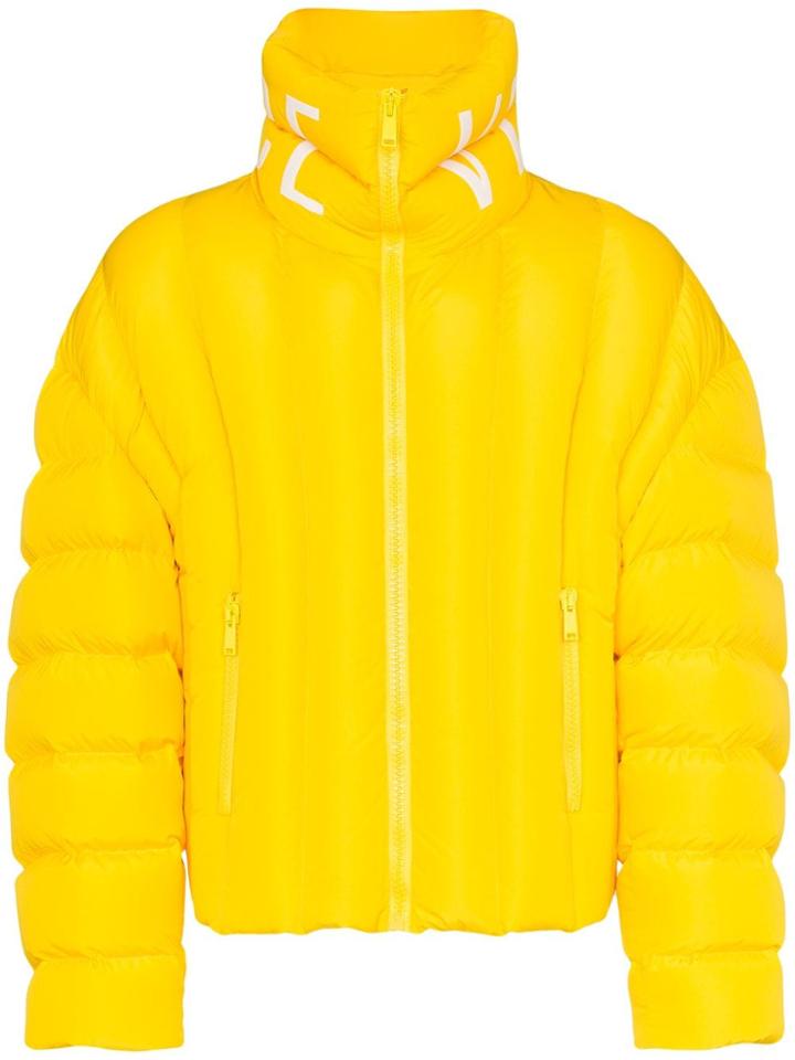 Versace Logo Print Padded Jacket - Yellow