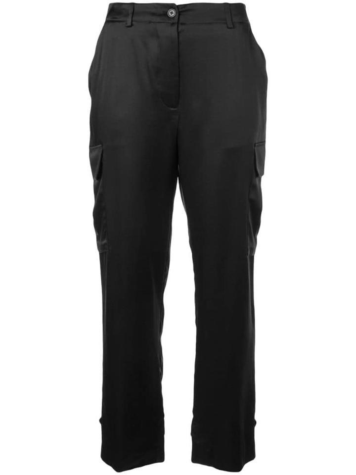 Nili Lotan Shine Effect Cargo Trousers - Black