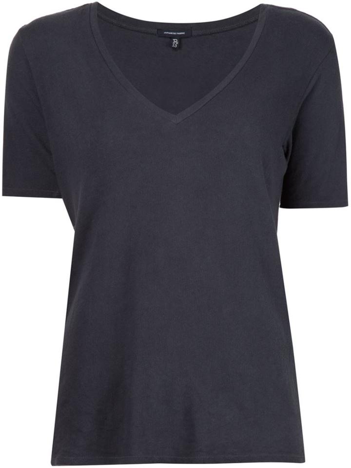 R13 V-neck T-shirt, Women's, Size: Medium, Black, Cotton/polyurethane