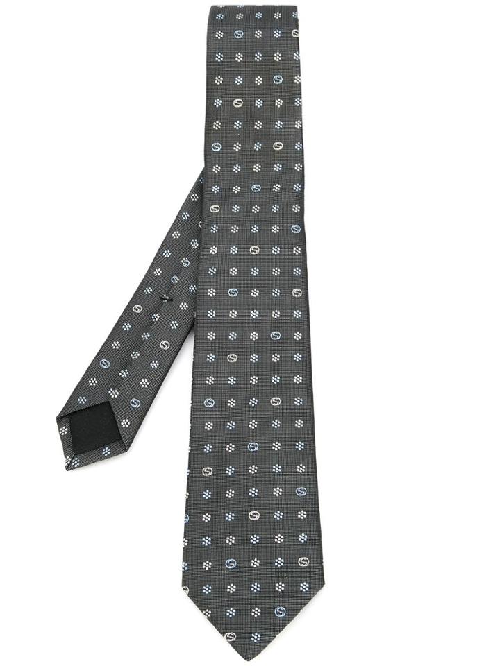 Gucci Flower Pattern Tie - Grey