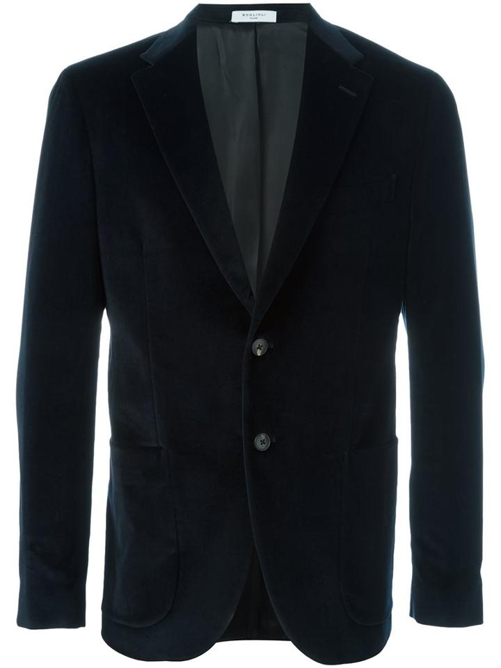 Boglioli Two Button Blazer, Men's, Size: 48, Blue, Cotton/spandex/elastane/acetate/cupro