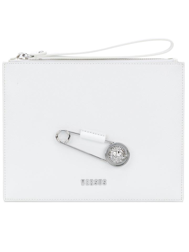 Versus Safety Pin Logo Clutch - White