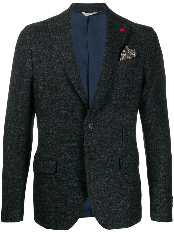 Manuel Ritz Badge Embellished Blazer - Blue