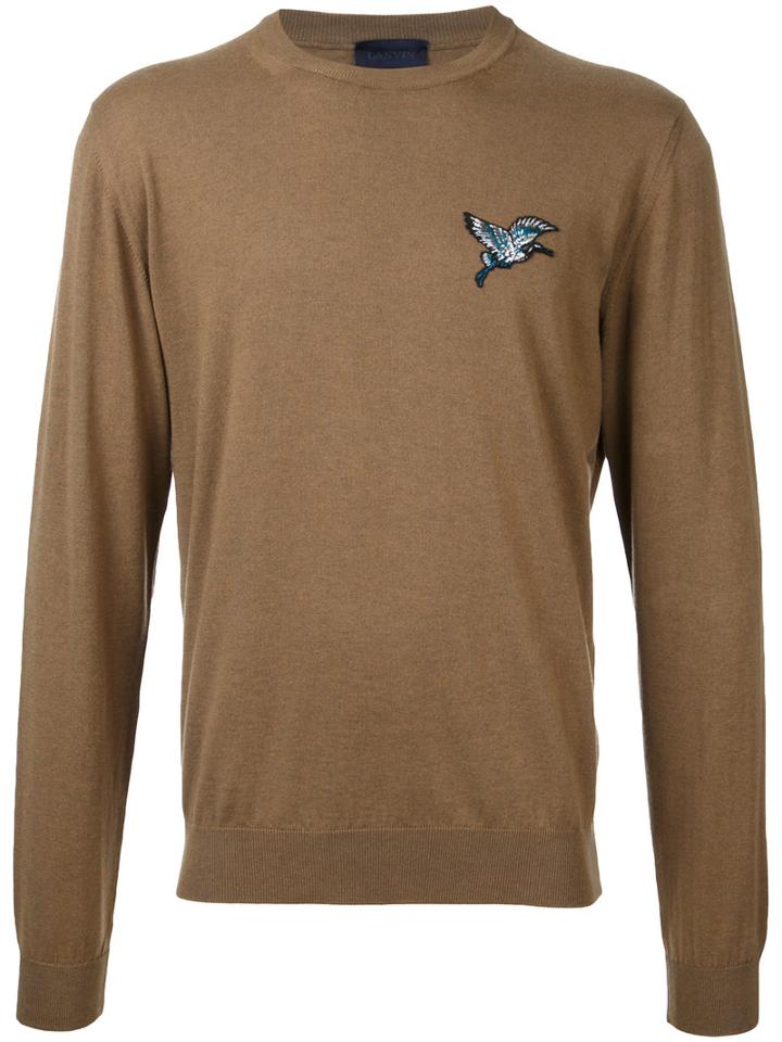 Lanvin Embroidered Bird Jumper, Men's, Size: Xs, Brown, Cotton/wool