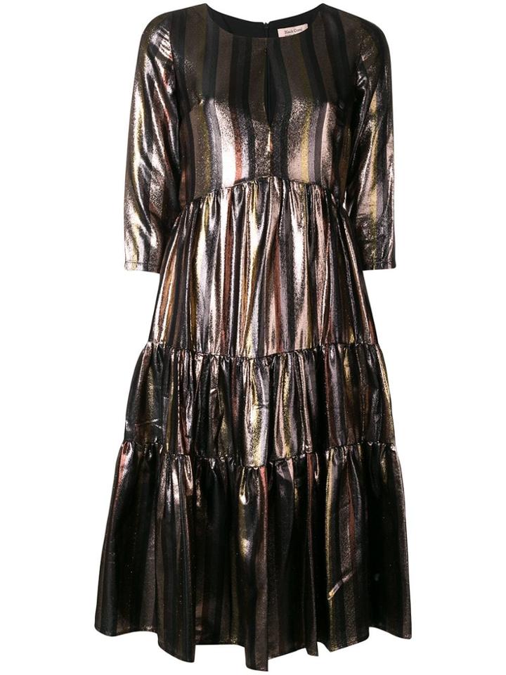 Black Coral Stripe Dress - Metallic