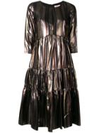 Black Coral Stripe Dress - Metallic