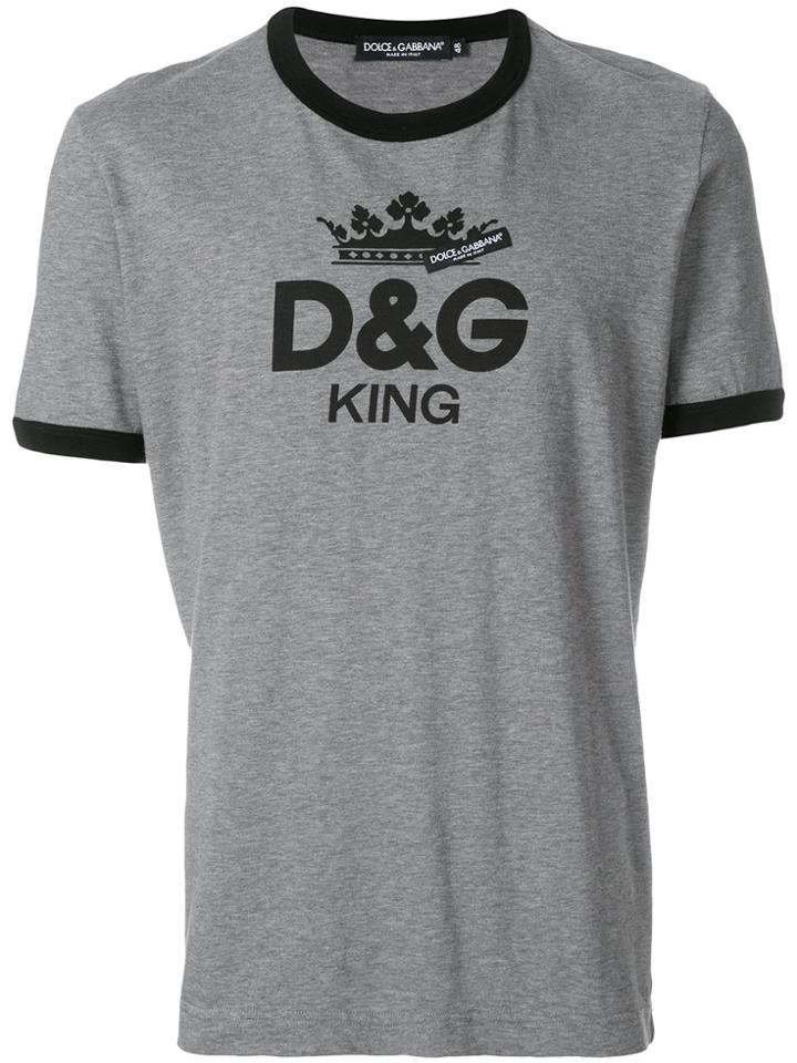 Dolce & Gabbana Logo King Print T-shirt - Grey