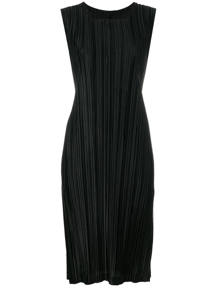Pleats Please By Issey Miyake Pleated Fitted Dress - Black
