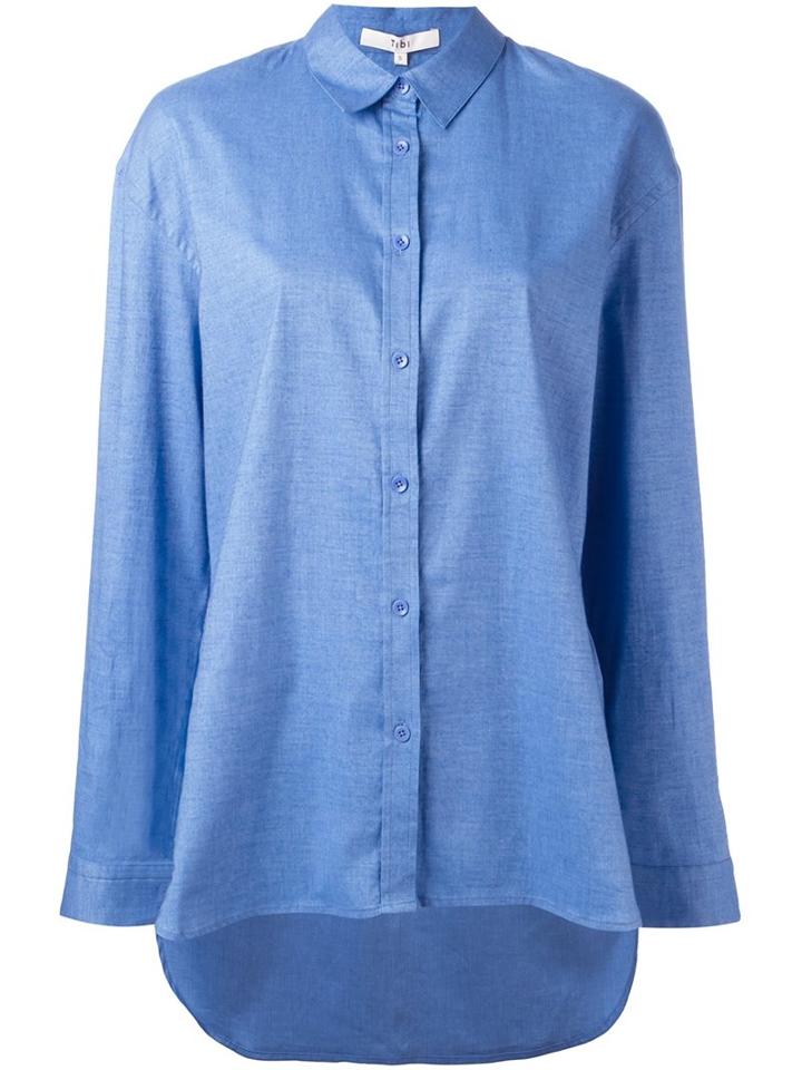 Tibi 'essential' Shirt, Women's, Size: Medium, Blue, Cotton/spandex/elastane