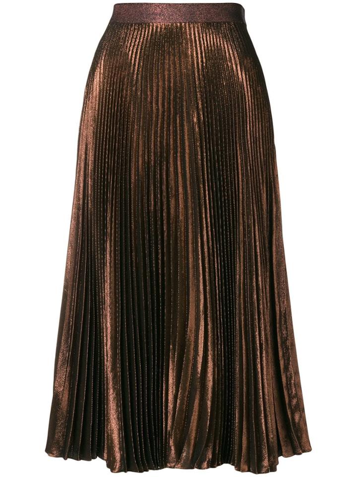 Christopher Kane Pleated Lamé Skirt - Metallic