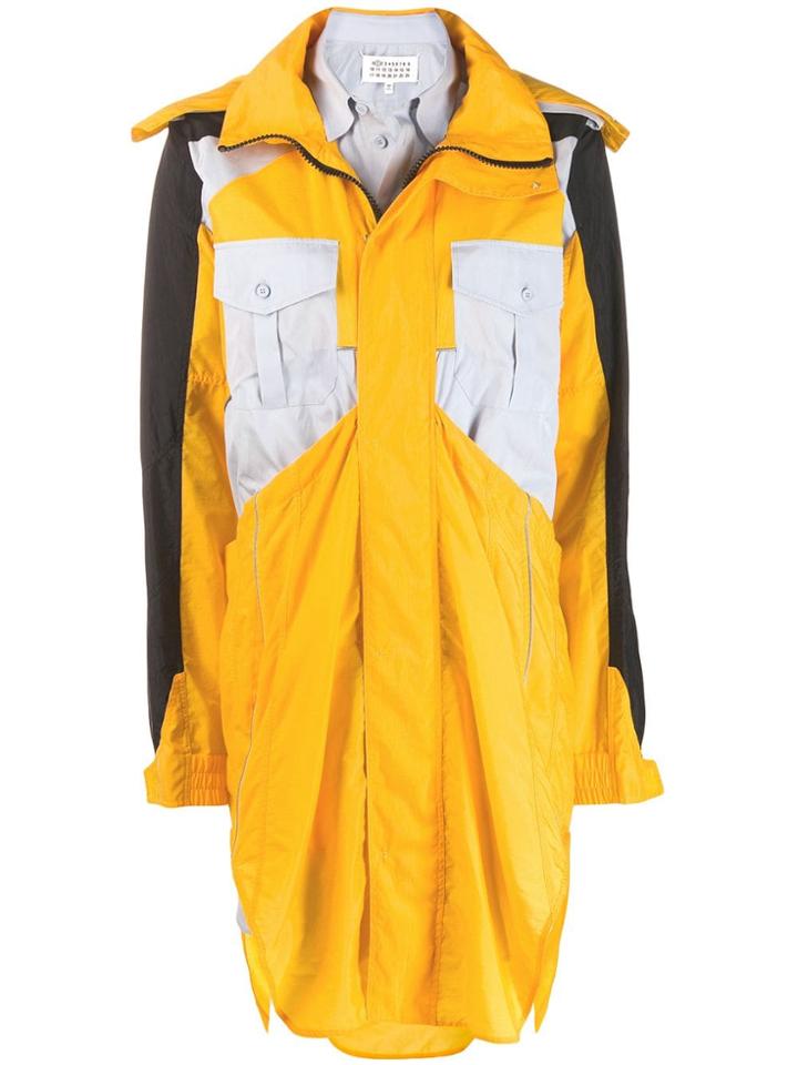 Maison Margiela Colour Block Hooded Raincoat - Yellow