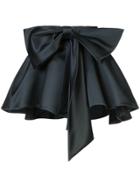 Dice Kayek Satin Gathered Bow Mini Skirt - Black