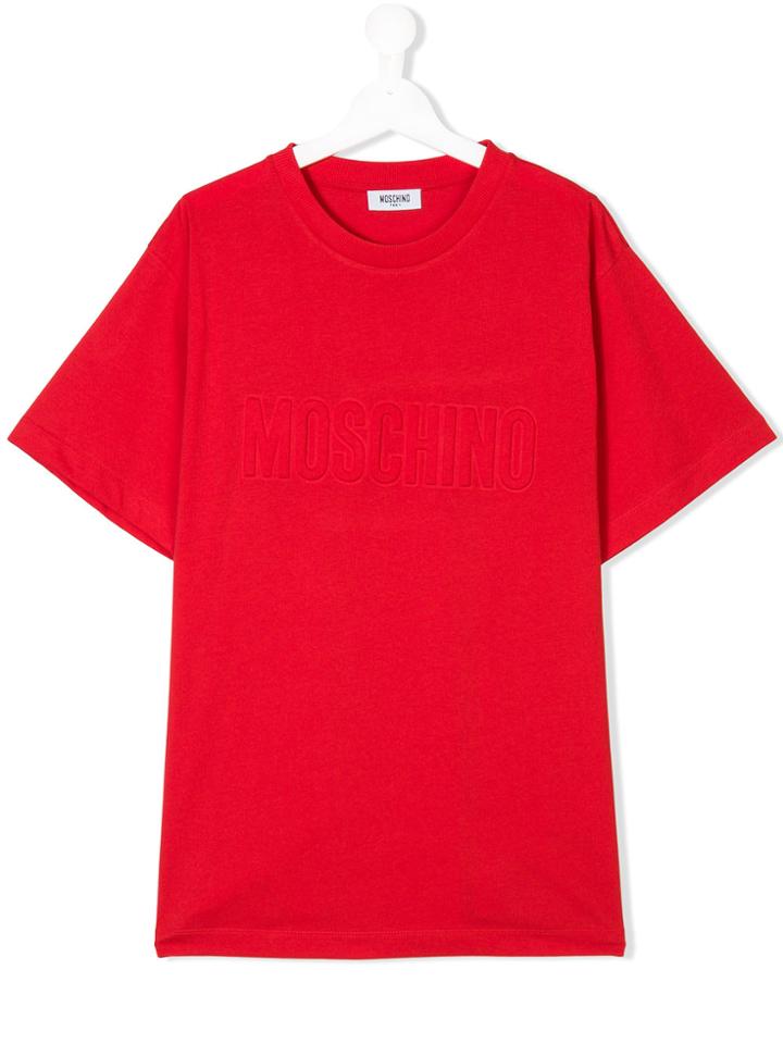 Moschino Kids Logo Embossed T-shirt - Red