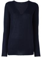 Roberto Collina V-neck Sweater, Women's, Size: Medium, Blue, Cashmere