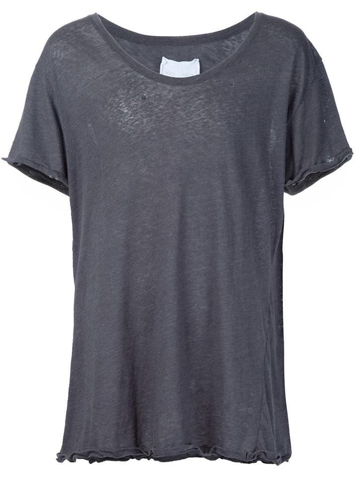 Greg Lauren V-neck T-shirt, Men's, Size: 3, Grey, Cotton