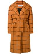 Self-portrait Large Check Coat - Brown