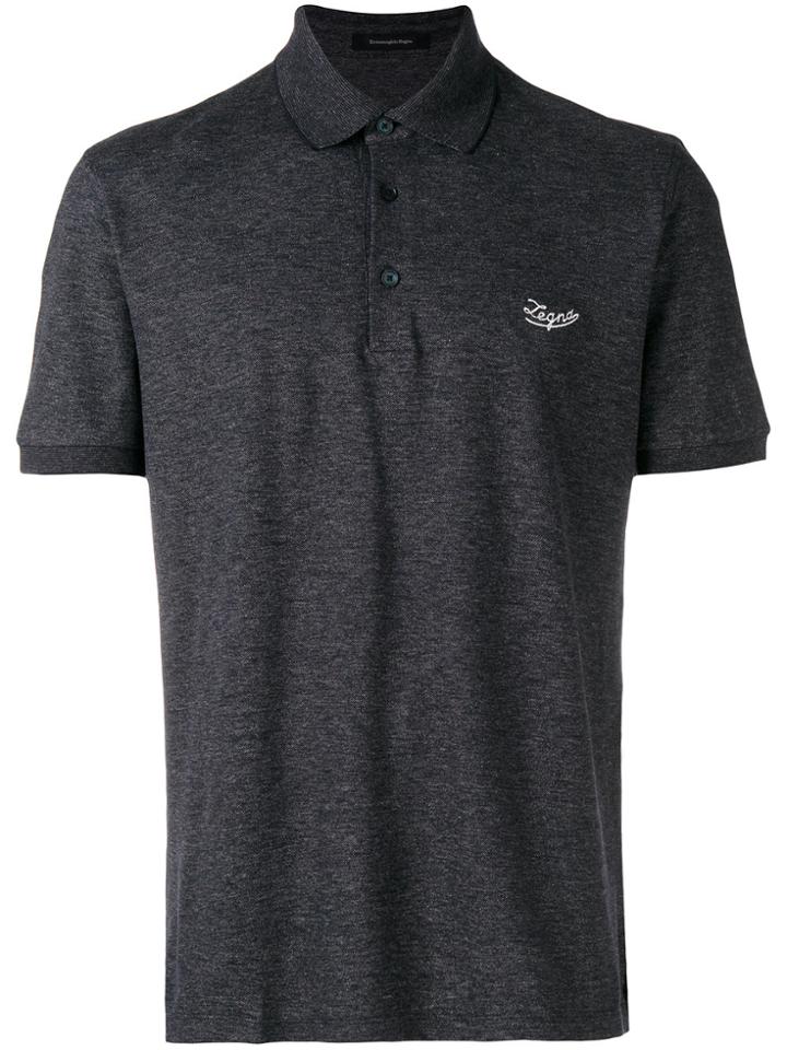 Ermenegildo Zegna Contrast Logo Polo Shirt - Blue