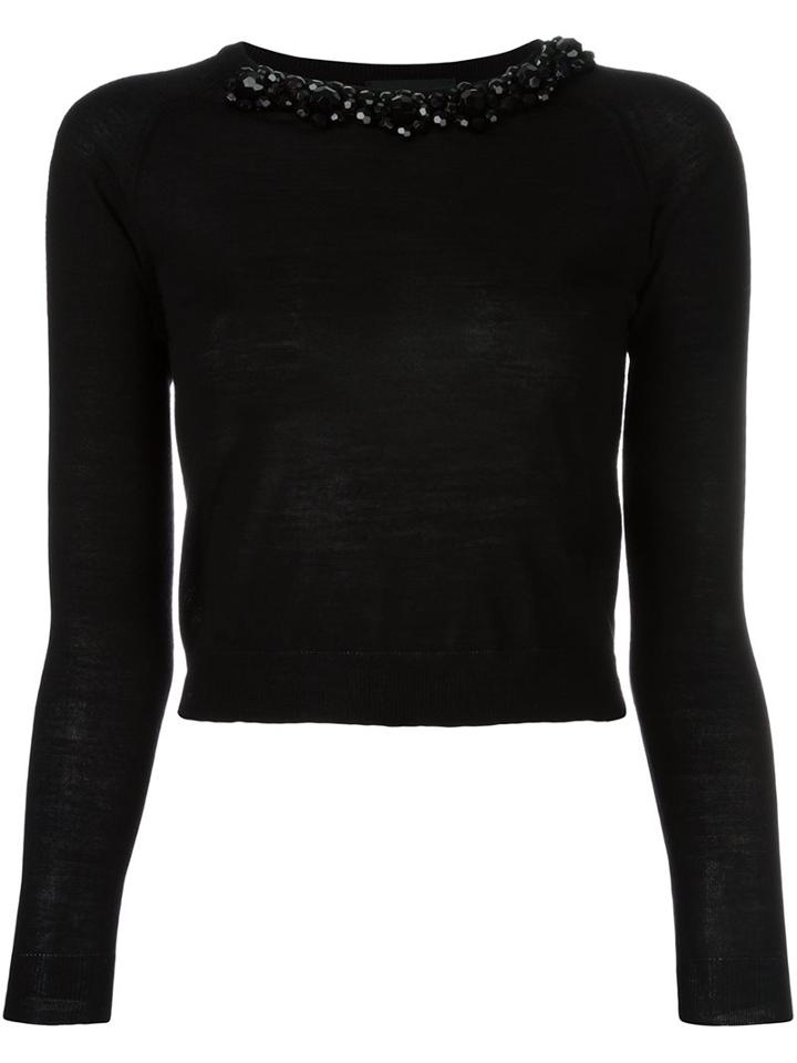 Simone Rocha Embellished Neck Jumper, Women's, Size: Xs, Black, Silk/cashmere/merino