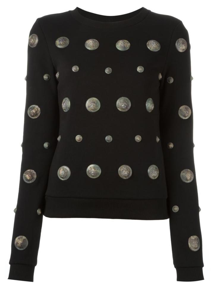 Versus Lion Head Studded Sweatshirt, Women's, Size: Medium, Black, Cotton