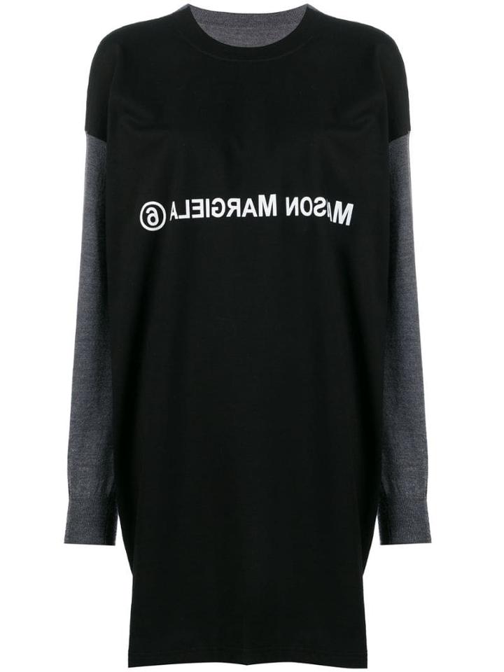 Mm6 Maison Margiela T-shirt Layered Knitted Dress - Black