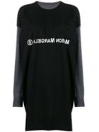 Mm6 Maison Margiela T-shirt Layered Knitted Dress - Black