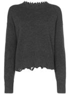 Helmut Lang Distressed Long Sleeve Wool-blend Jumper - Grey