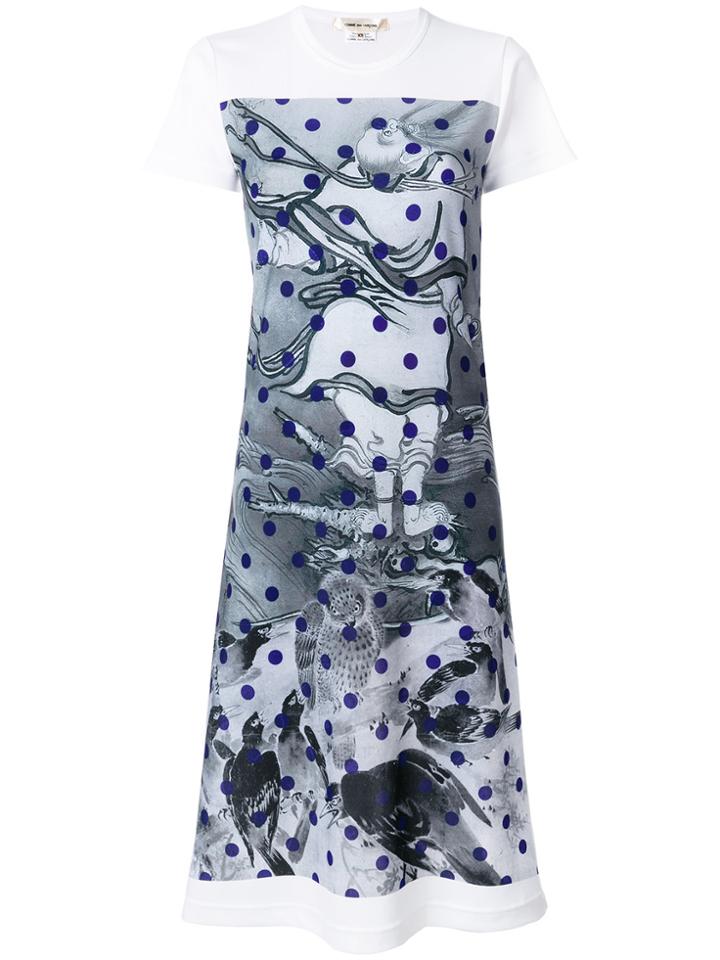 Comme Des Garçons Graphic Print T-shirt Dress - White