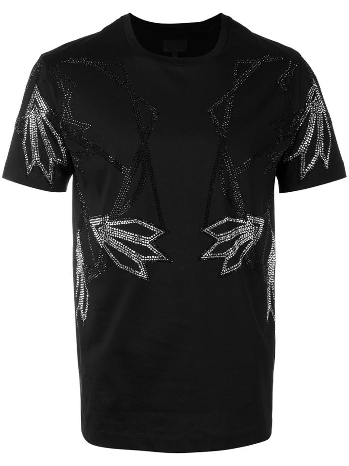 Les Hommes - Crystal Flower T-shirt - Men - Cotton - L, Black, Cotton