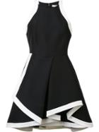 Halston Heritage Contrasting Trim Dress, Women's, Size: 2, Black, Silk/cotton/polyester