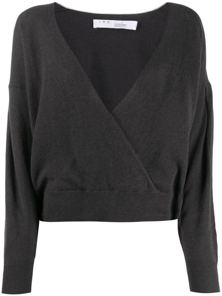 Iro Wrap-style Knitted Top - Grey