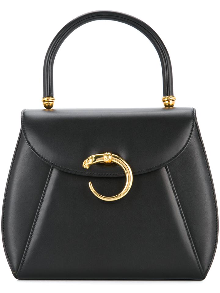 Cartier Vintage Must De Cartier Panther Logos Hand Bag - Black