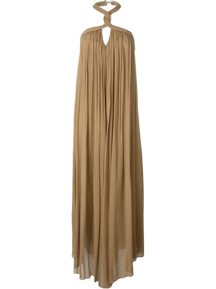 Jay Ahr Halterneck Evening Gown, Women's, Size: 38, Nude/neutrals, Silk/nylon