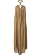 Jay Ahr Halterneck Evening Gown, Women's, Size: 38, Nude/neutrals, Silk/nylon