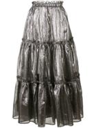 Lisa Marie Fernandez Ruffle Details Metallic Skirt - Silver