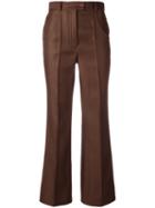 Nina Ricci Flared Trousers, Women's, Size: 36, Brown, Silk/wool