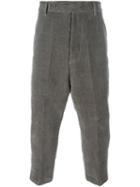 Rick Owens Drop Crotch Cropped Trousers, Men's, Size: 48, Grey, Cotton/linen/flax