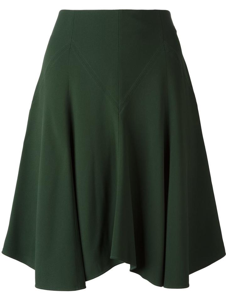 Chloé A-line Pleated Skirt, Women's, Size: 38, Green, Acetate/silk/viscose