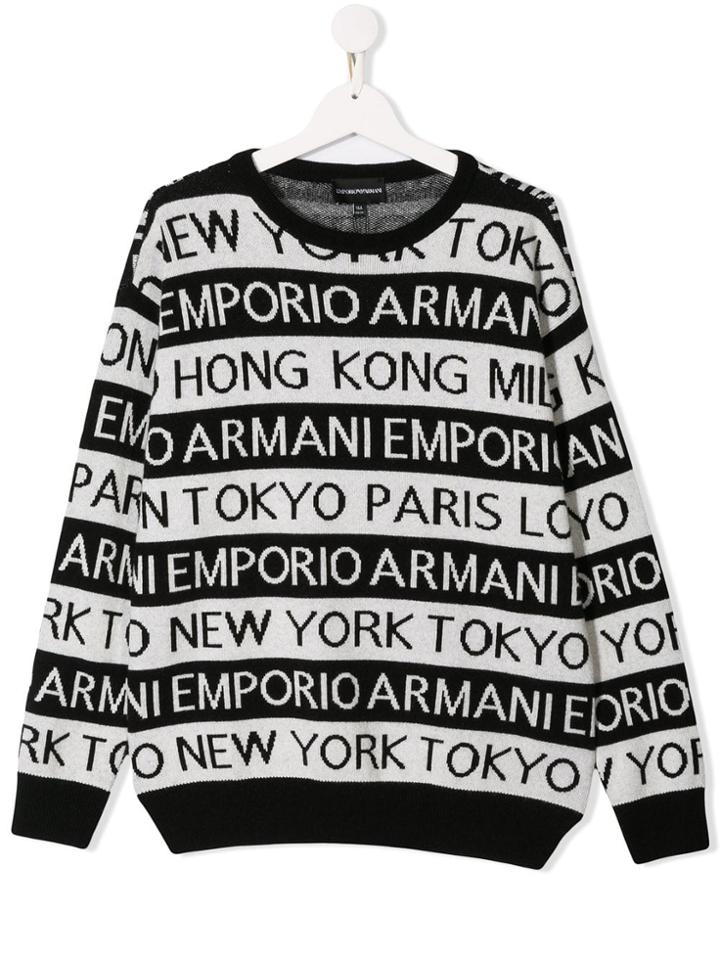 Emporio Armani Kids Logo Stripe Sweater - Black