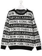 Emporio Armani Kids Logo Stripe Sweater - Black