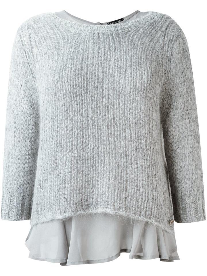 Twin-set Layered Jumper, Women's, Size: Small, Grey, Polyamide/viscose/mohair/wool