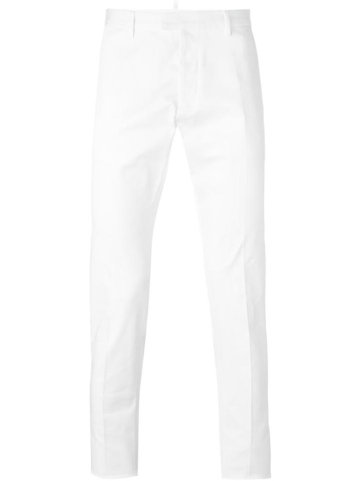 Dsquared2 Chino Trousers, Men's, Size: 52, White, Cotton/spandex/elastane