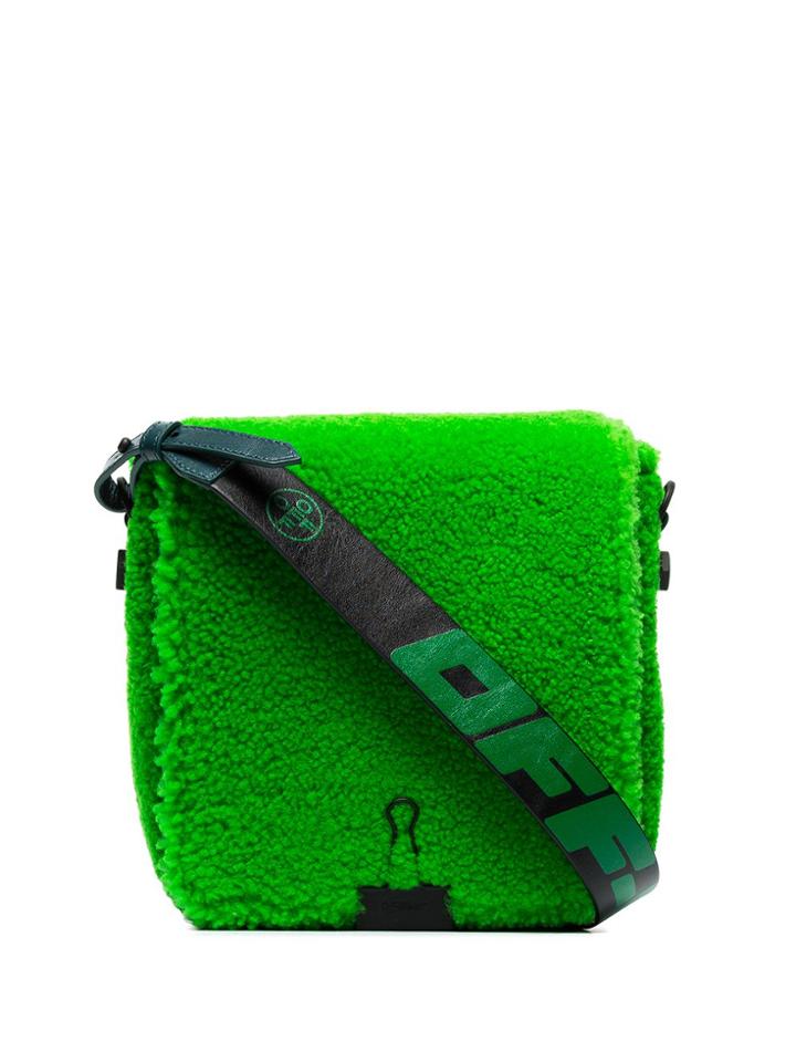 Off-white Furry Mini Crossbody Bag - Green