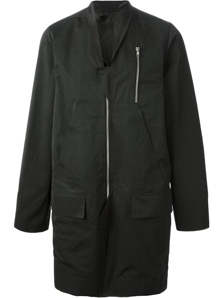Rick Owens Collared Parka, Men's, Size: 52, Black, Cotton/polyamide