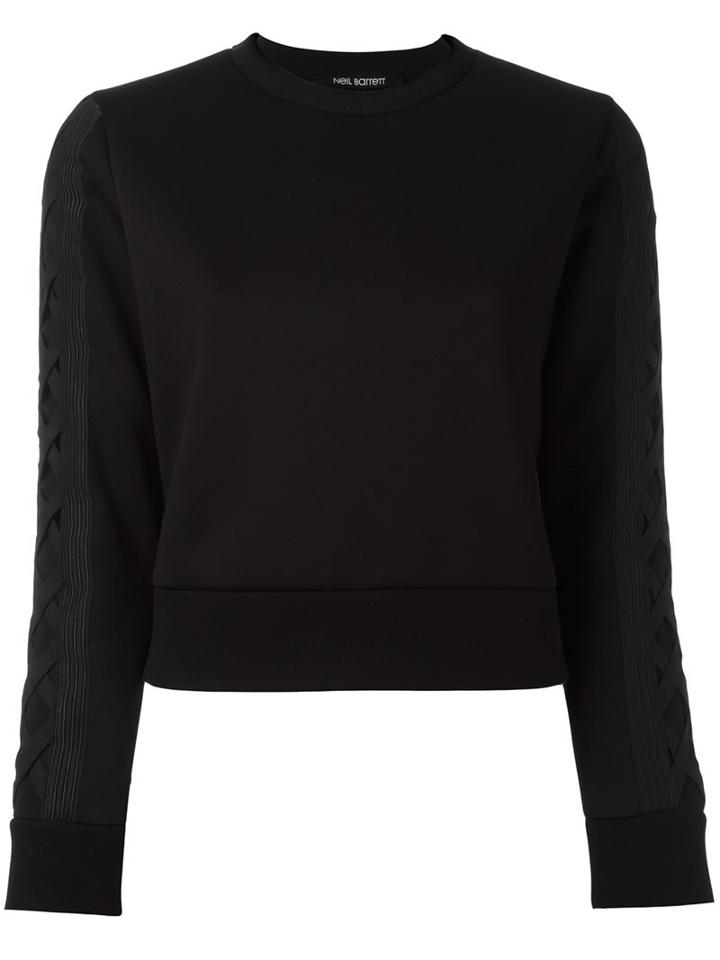 Neil Barrett Lattice Detail Sweatshirt, Women's, Size: Xxs, Black, Viscose/polyurethane